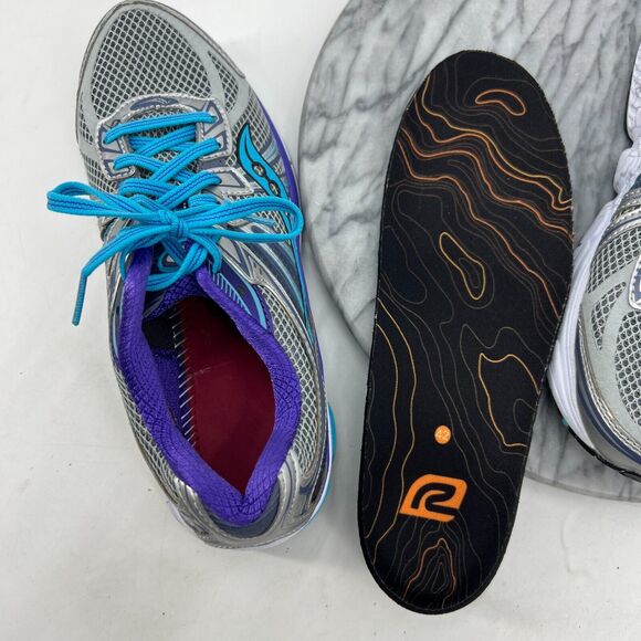 Saucony Womens 9 Omni 13 Running Shoes Silver Blue Lace Up Athletic Breathable - Picture 10 of 13